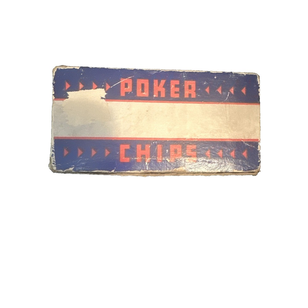 55 Bakelite/Clay Poker Chips & 37 Cavendale Harvite Chips Red, Blue & Tan